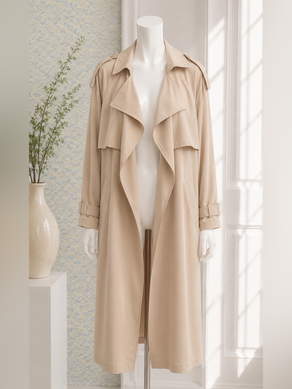 8/8 Weekend Special⚡️ Women’s Lightweight Draped Trench Coat – Beige